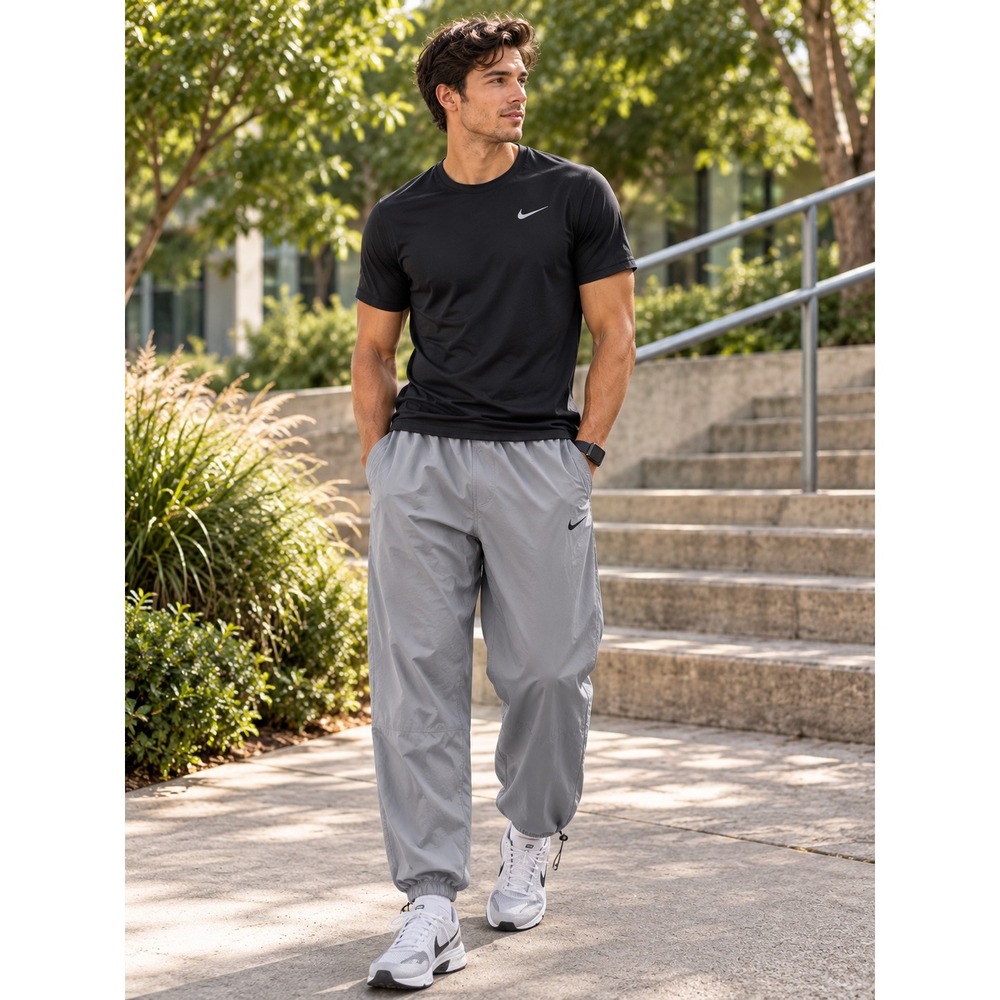 Nike Dri-FIT Gray Track Jogger Pants XL Men's Bungee Hem Athletic Training